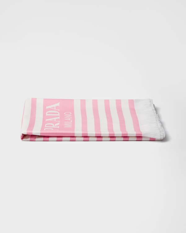 Striped cotton beach towel - White/Pale Rose Striped cotton beach towel - White/Pale Rose