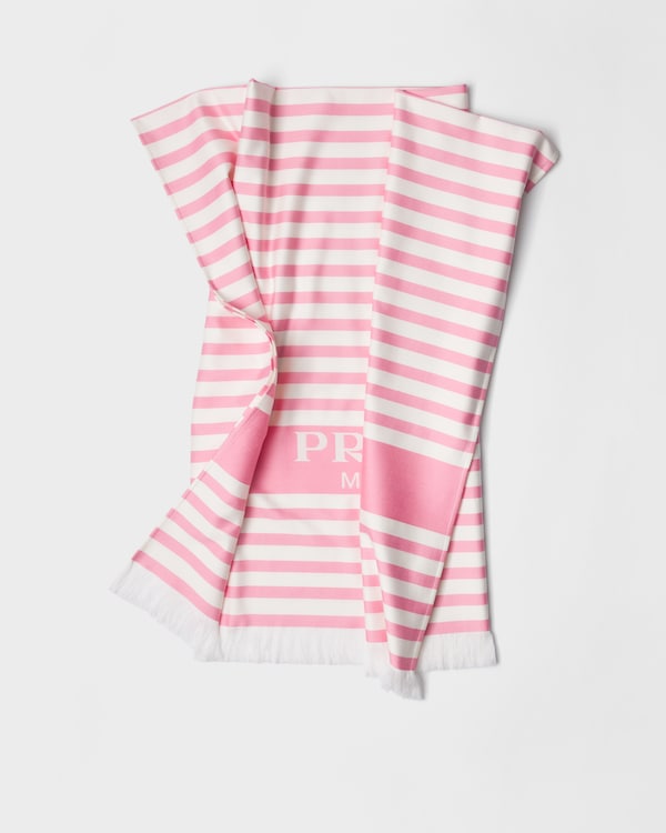 Striped cotton beach towel - White/Pale Rose Striped cotton beach towel - White/Pale Rose