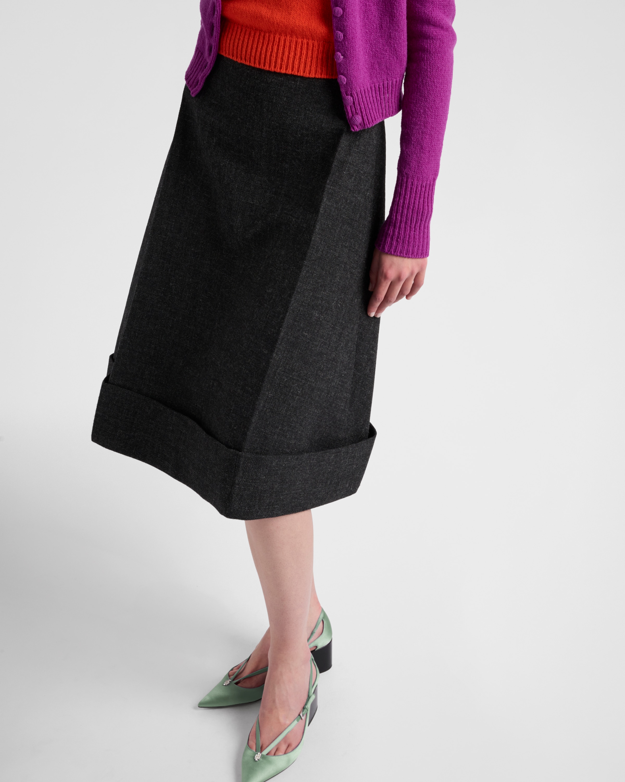 Prada Midirock Im Vintage-look Mit Schnellstich In Anthrazitgrau