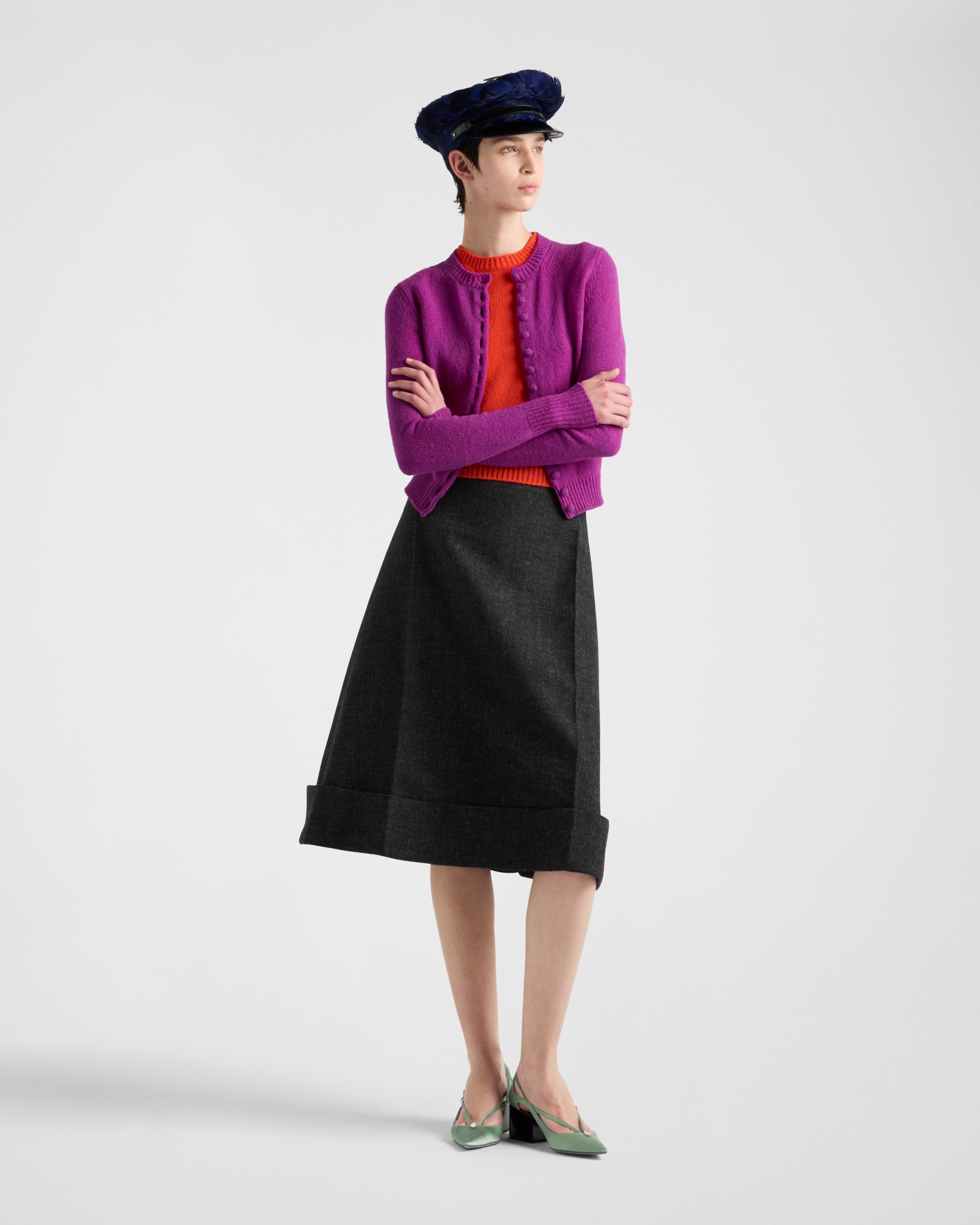 Prada Midirock Im Vintage-look Mit Schnellstich In Anthrazitgrau