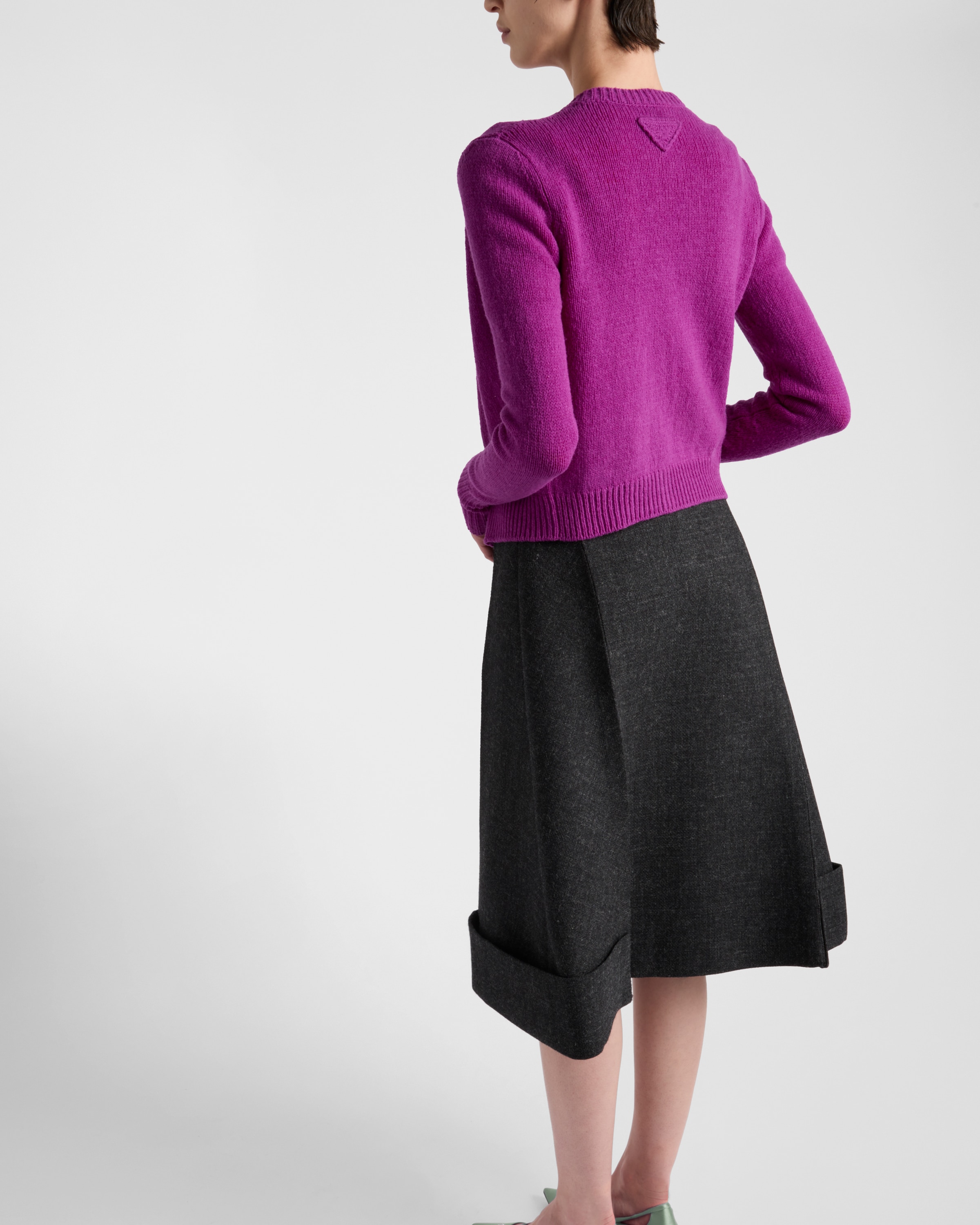 Prada THE RUNWAY Vintage-look rush stitch midi-skirt 関税込 Anthracite Gray Vintage-look Rush Stitch Midi-skirt | PRADA