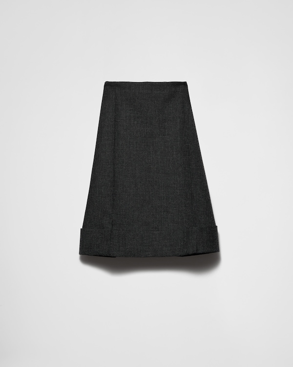Navy Pleated rush stitch skirt with belt | PRADA