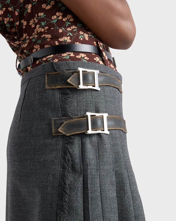 Pleated wool hopsack skirt Pleated wool hopsack skirt