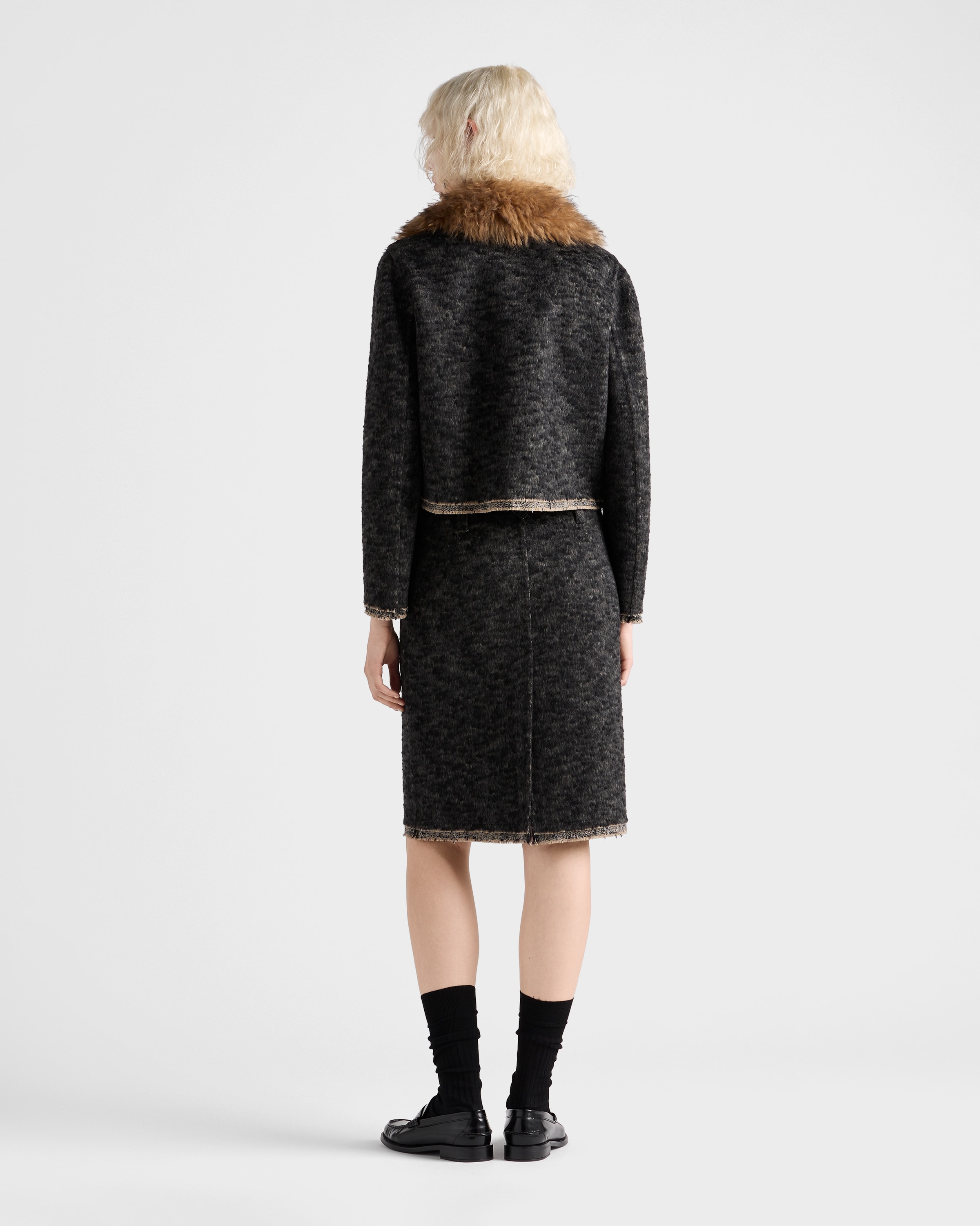 Double tweed midi-skirt