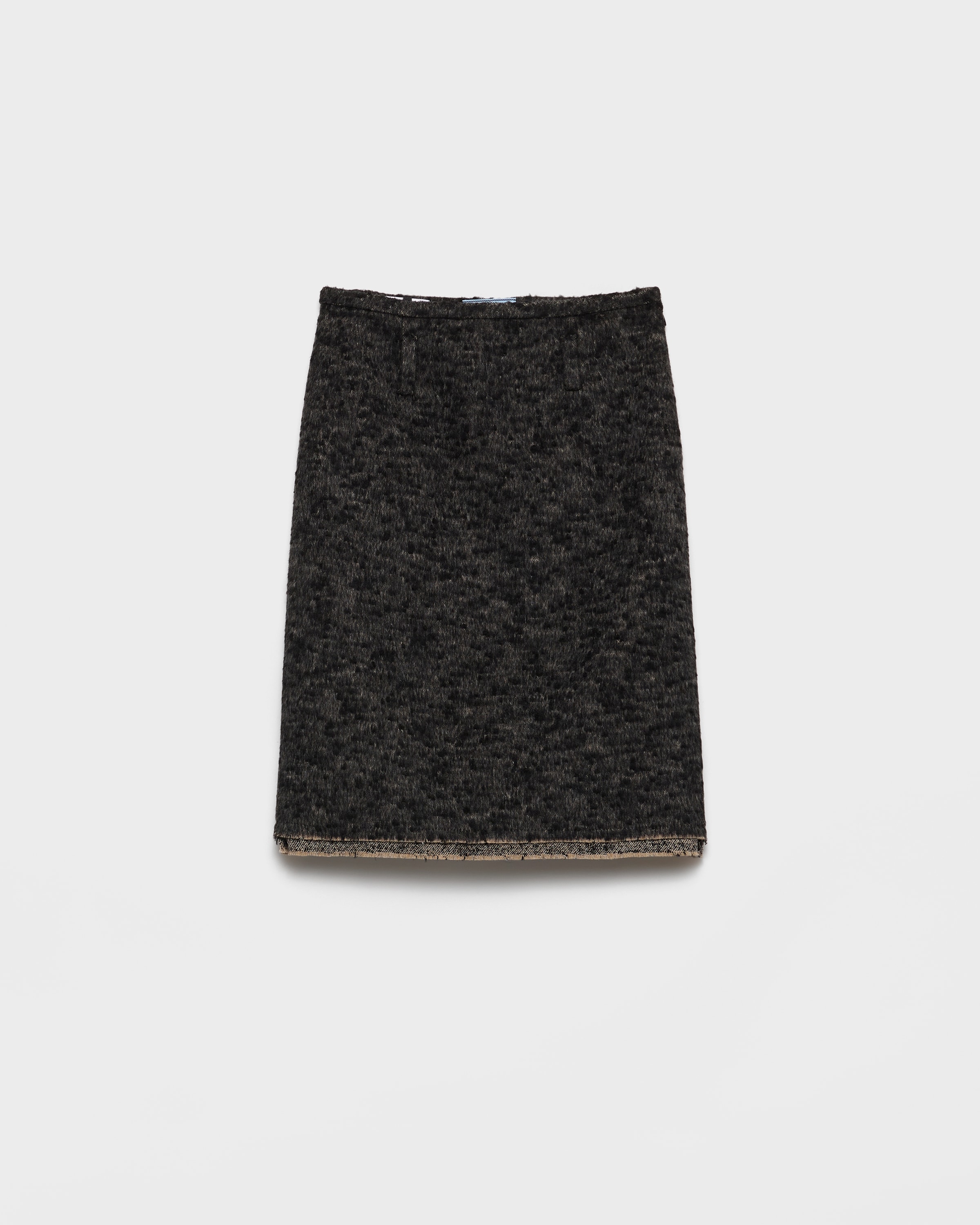 Prada Double Tweed Midi-skirt In Gray
