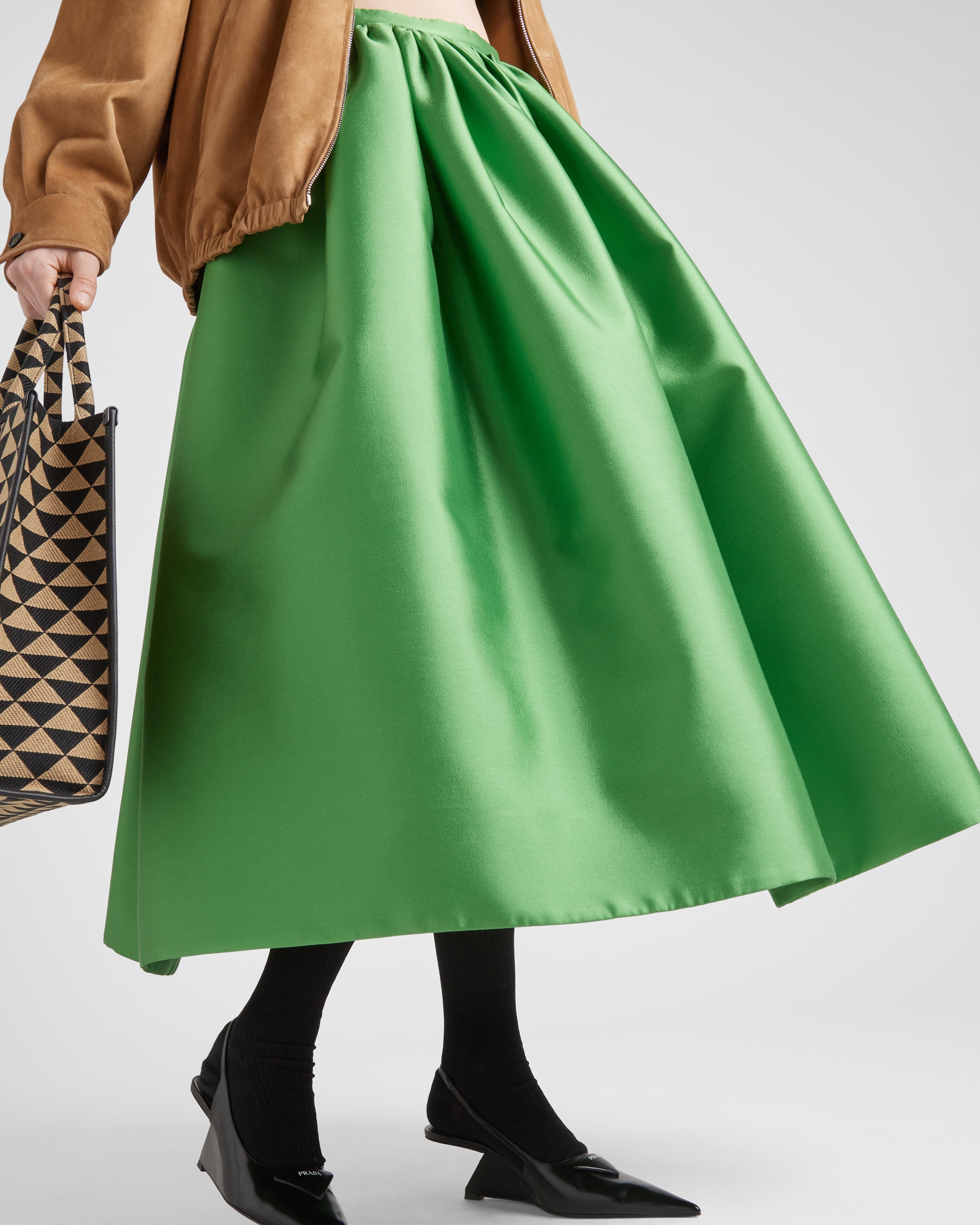 Prada Silk and wool midi\u002Dskirt 3