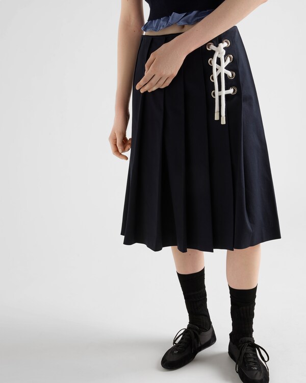 Jupe plissée en coton stretch - Bleu Jupe plissée en coton stretch - Bleu