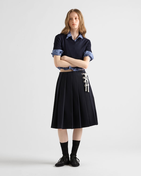 Jupe plissée en coton stretch - Bleu Jupe plissée en coton stretch - Bleu