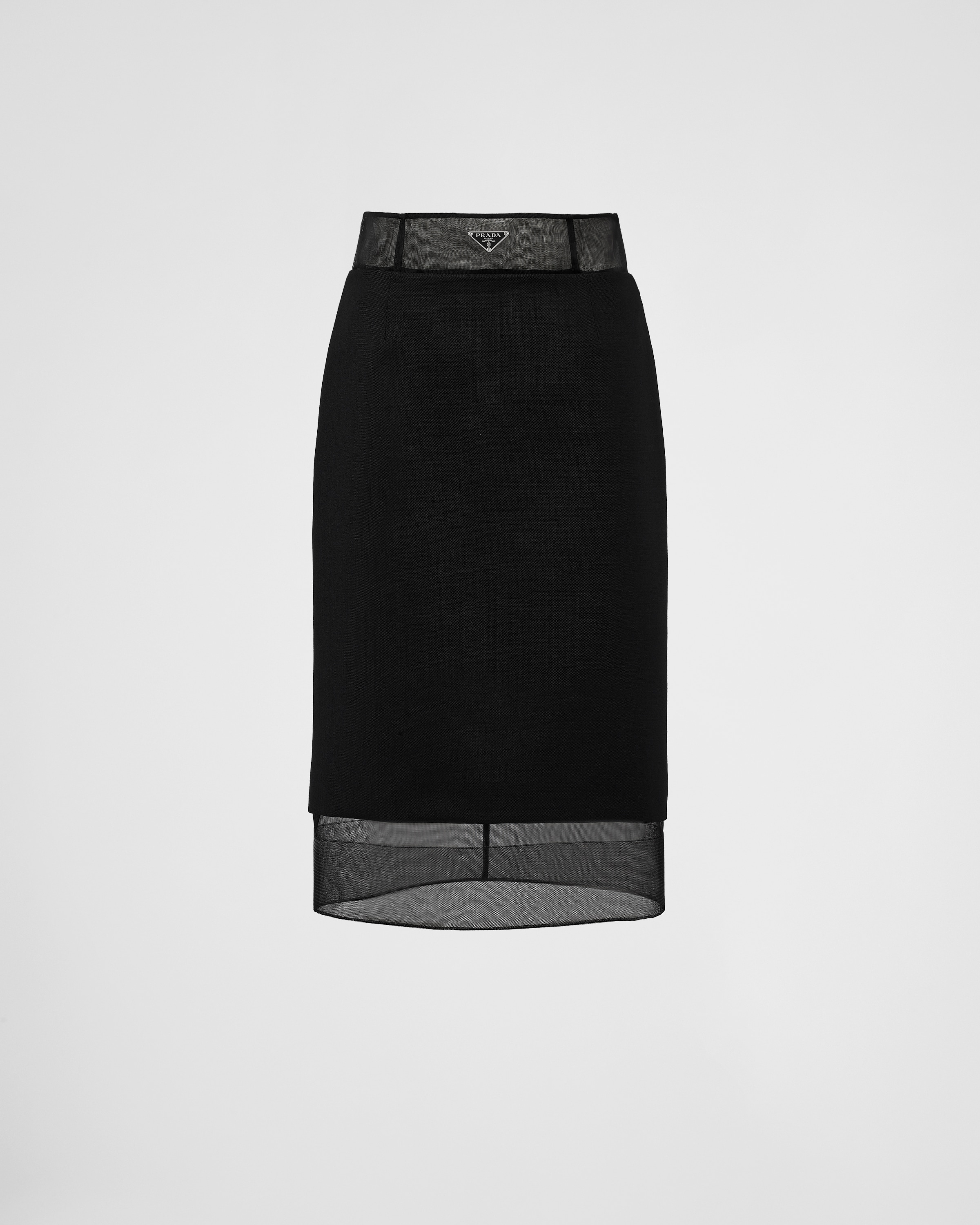 PRADA MIDIROCK AUS WOLLE UND CRINOLINE