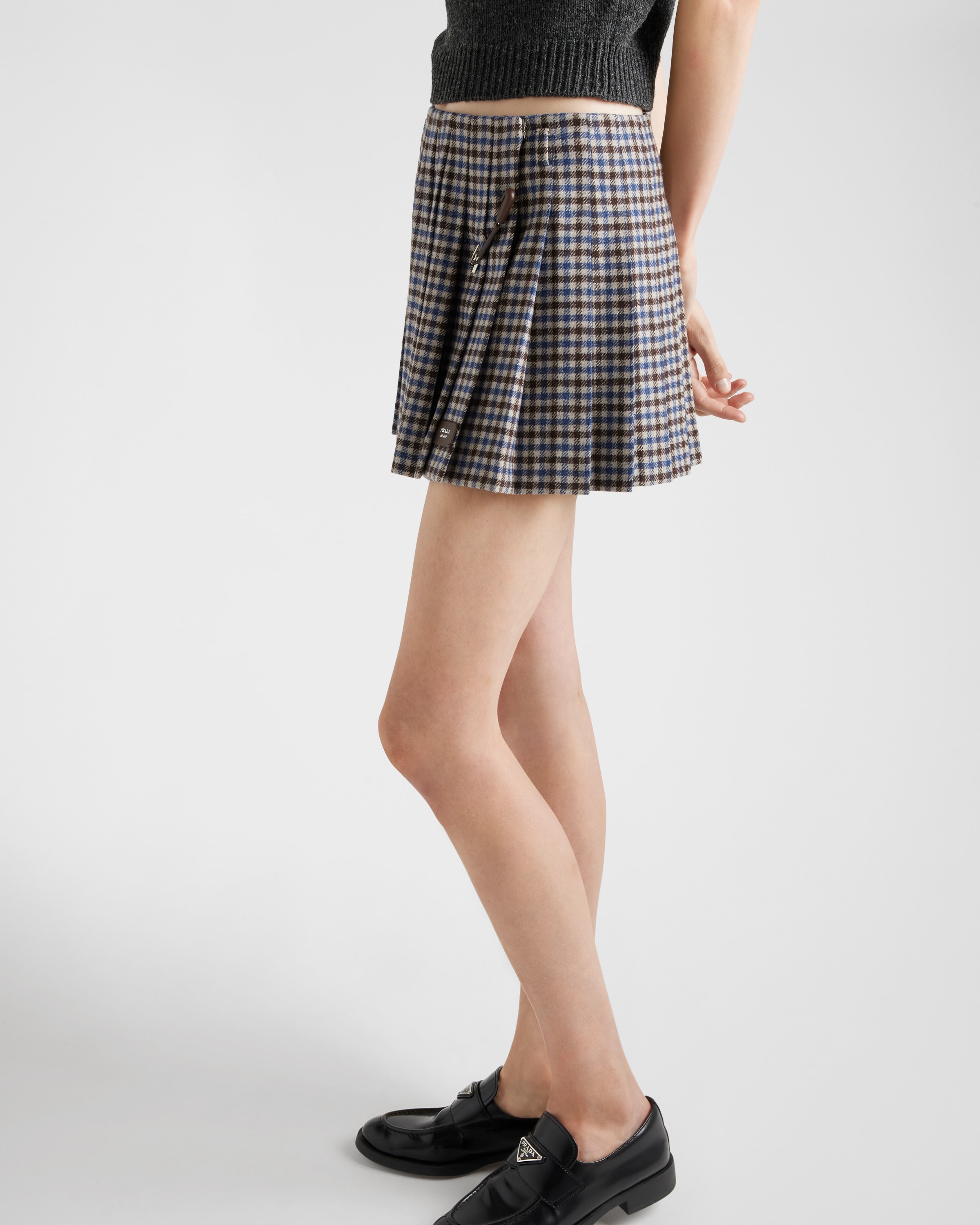 Ebony Checked Wool Miniskirt | PRADA