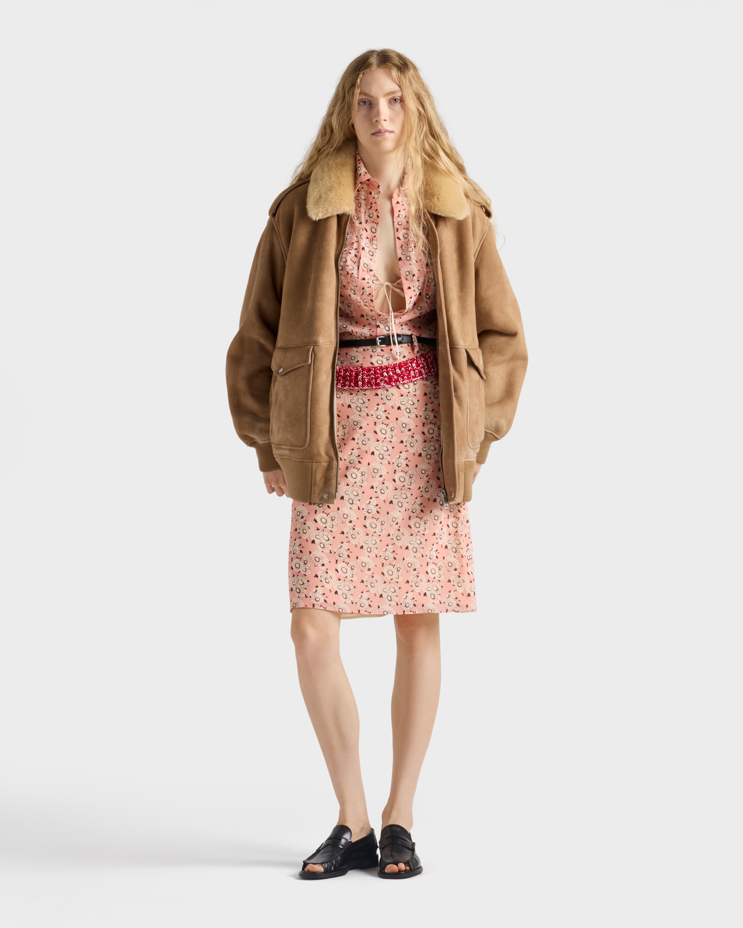 Prada Floral Triangle-logo Mini Skirt In Multi