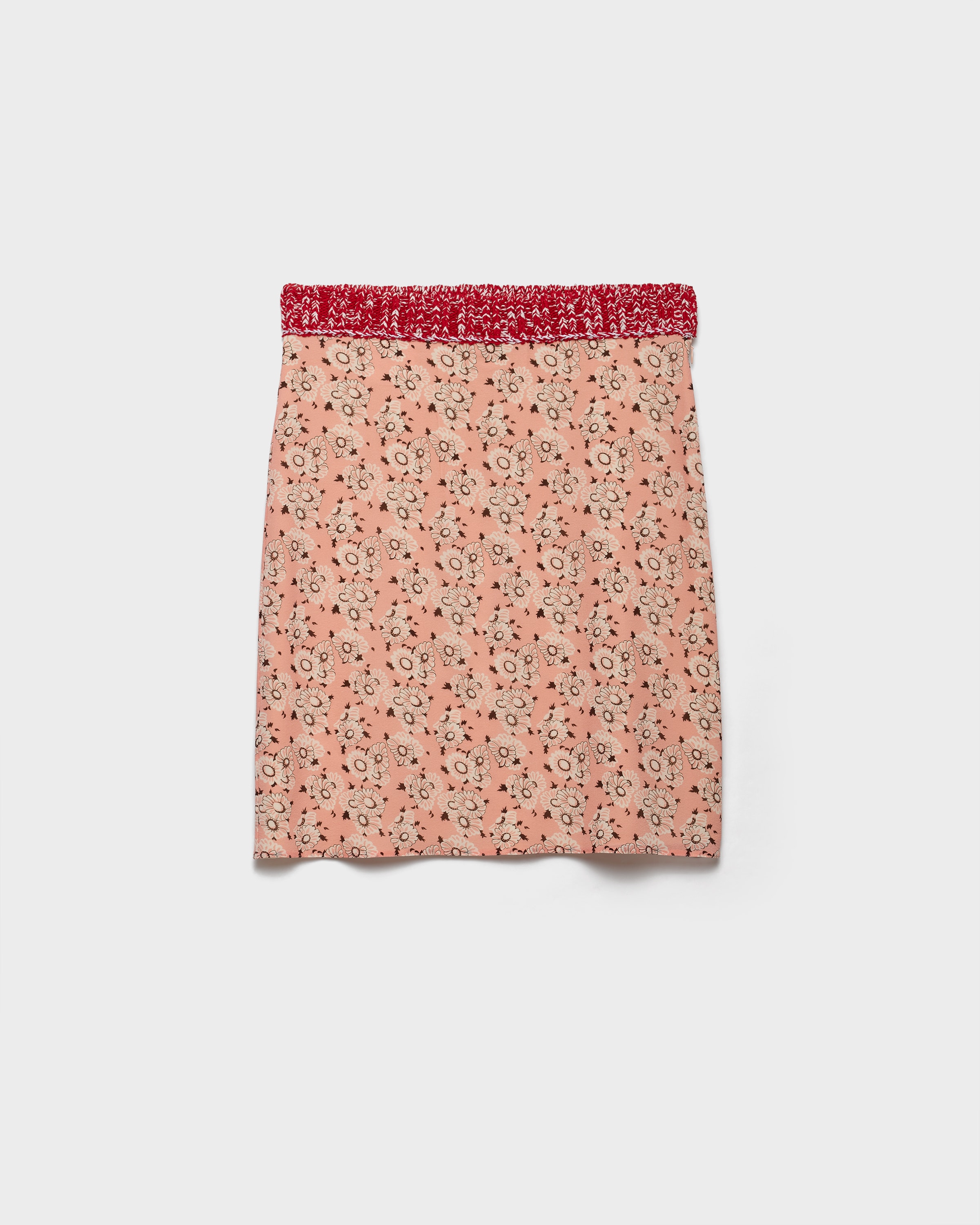 Prada Floral Print Georgette Skirt In Pink