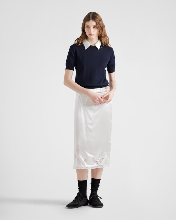 Embroidered satin skirt Embroidered satin skirt