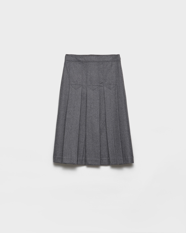 スカート PRADA PLEATED SKIRT IN FLANNEL Slate Gray Pleated flannel skirt | PRADA