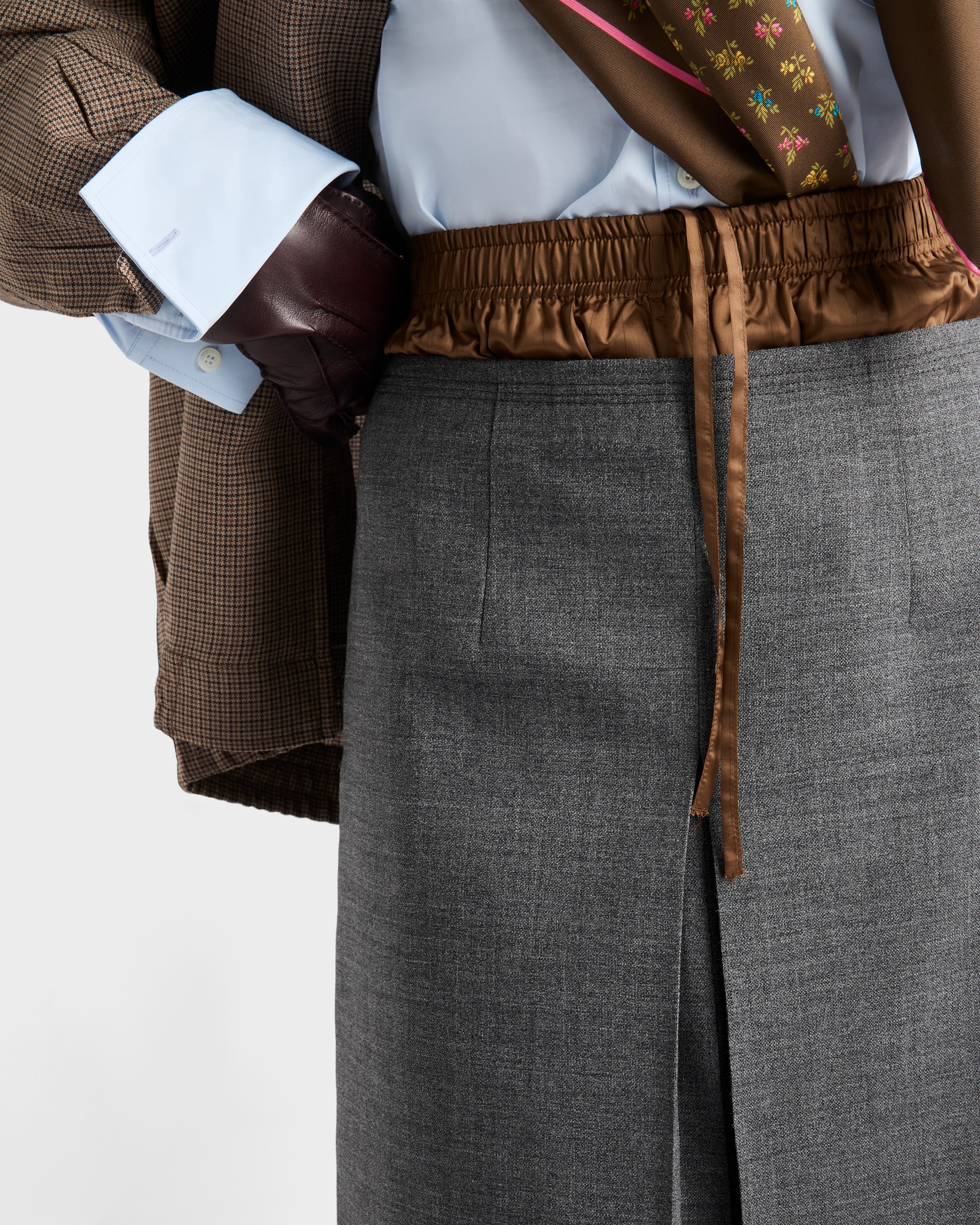 Slate Gray Rush Stitch Midi-skirt | PRADA