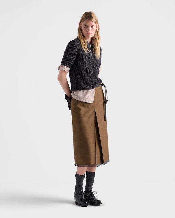 Wool midi-skirt - Tobacco Wool midi-skirt - Tobacco