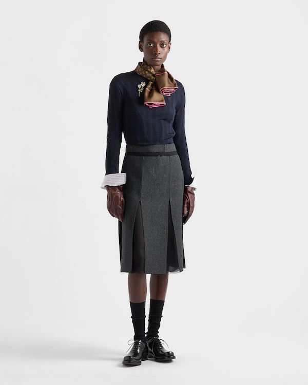 Double wool midi-skirt - Slate Gray Double wool midi-skirt - Slate Gray