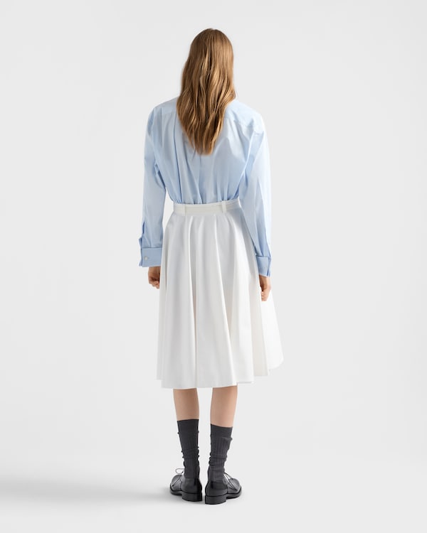 Chino midi-skirt with zipper - White Chino midi-skirt with zipper - White