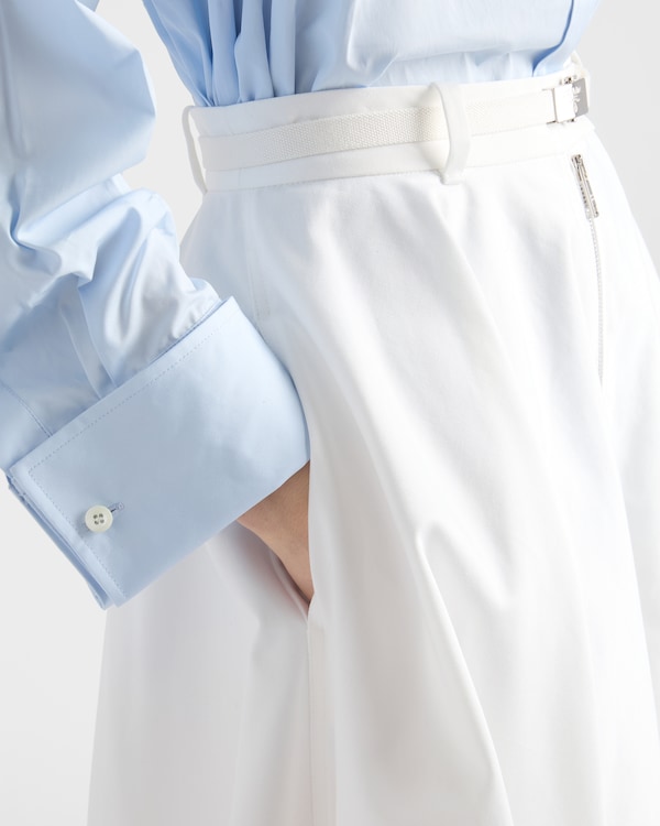 Chino midi-skirt with zipper - White Chino midi-skirt with zipper - White
