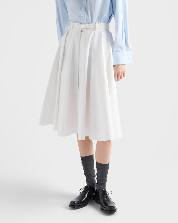 Chino midi-skirt with zipper - White Chino midi-skirt with zipper - White