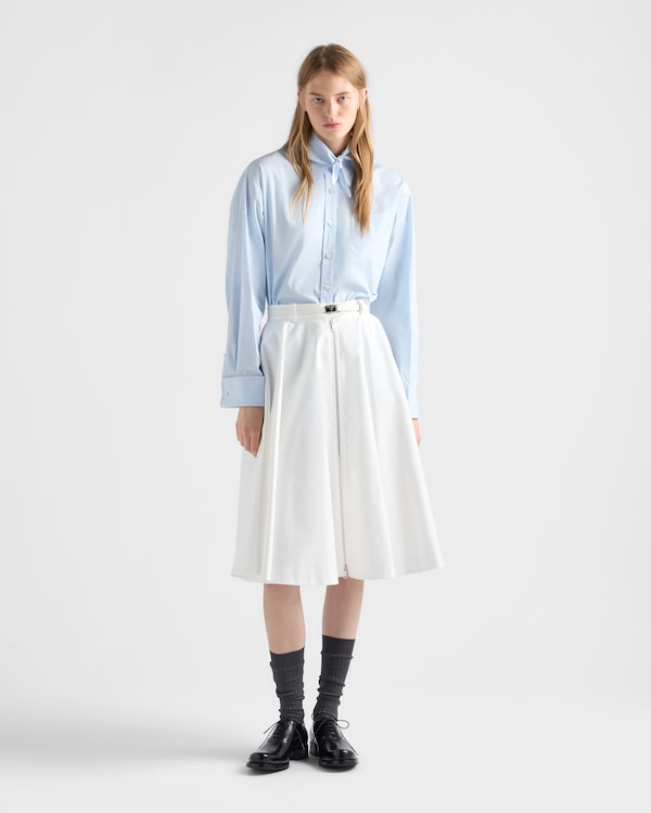 Chino midi-skirt with zipper - White Chino midi-skirt with zipper - White