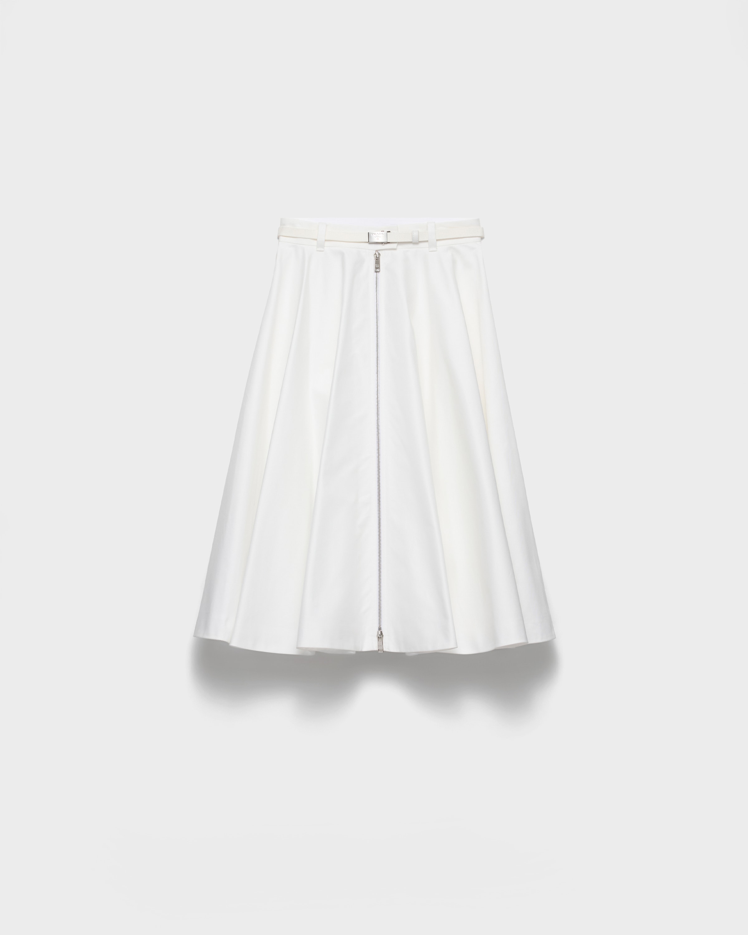White Chino Midi-skirt With Zipper | PRADA - United States
