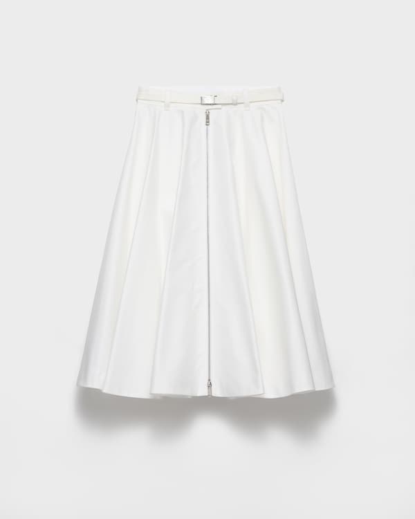 Chino midi-skirt with zipper - White Chino midi-skirt with zipper - White