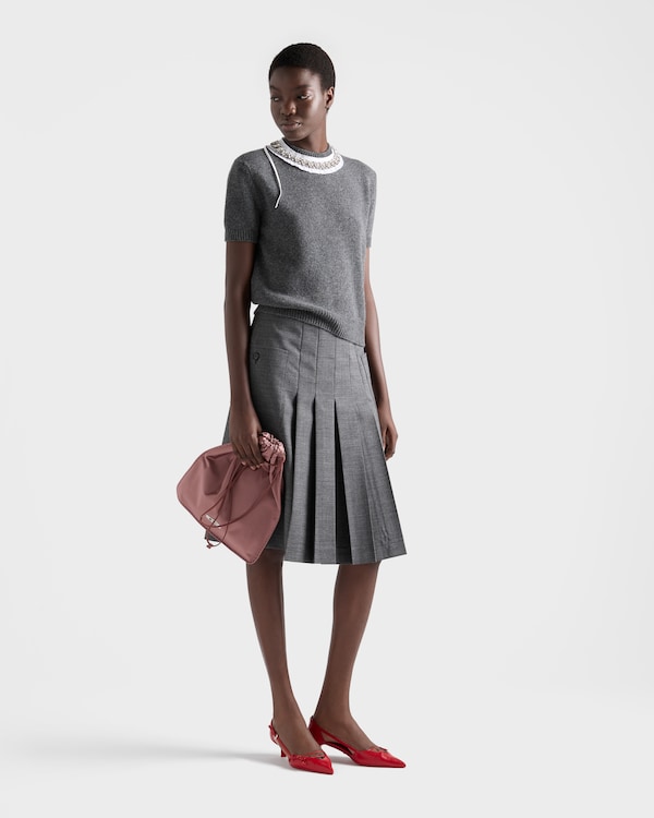 Rush stitch pleated skirt - Slate Gray Rush stitch pleated skirt - Slate Gray