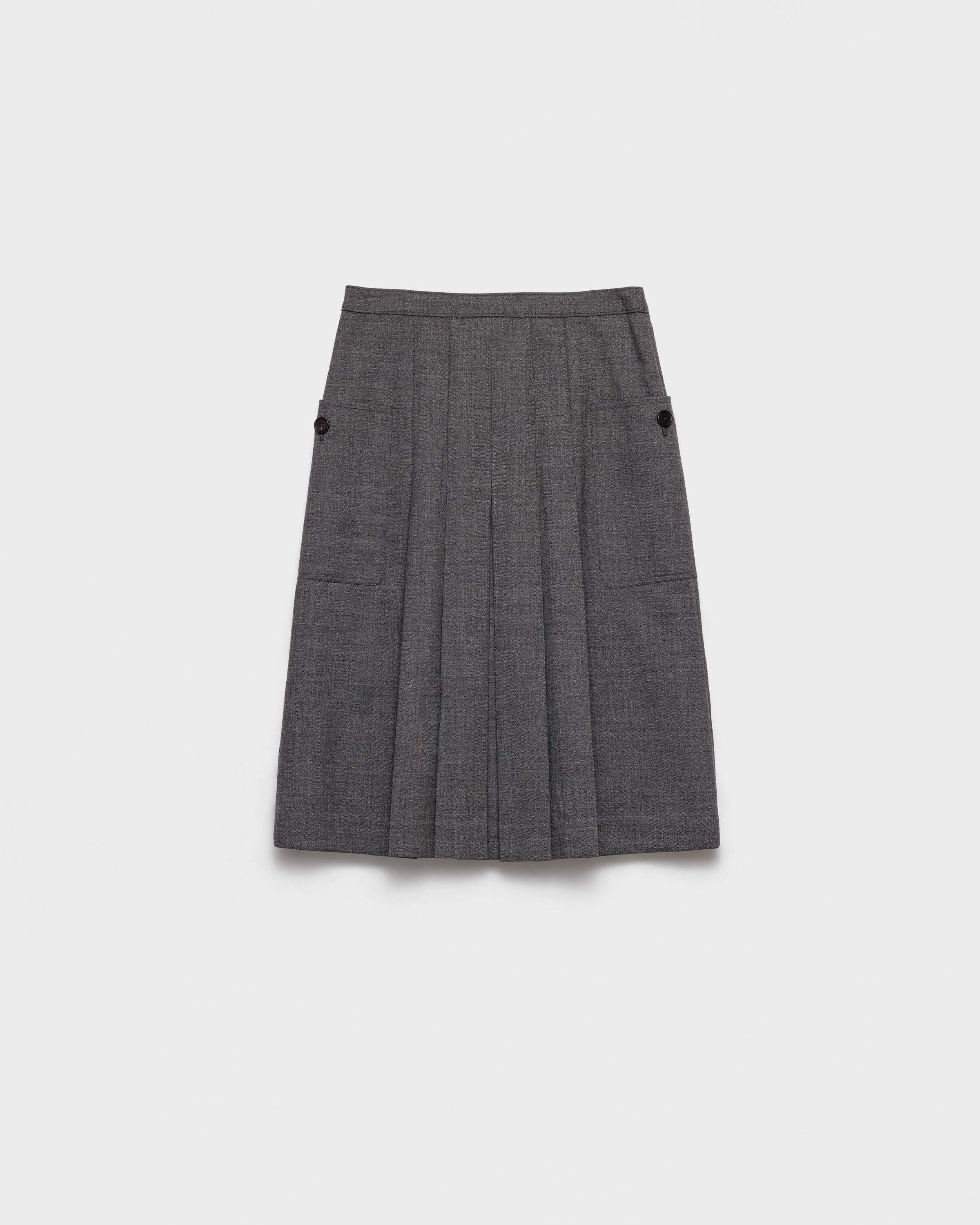 シ*」様 PRADA 希少 ランドスケープ ドッキング スカート　42 Slate Gray Rush Stitch Pleated Skirt | PRADA - United States