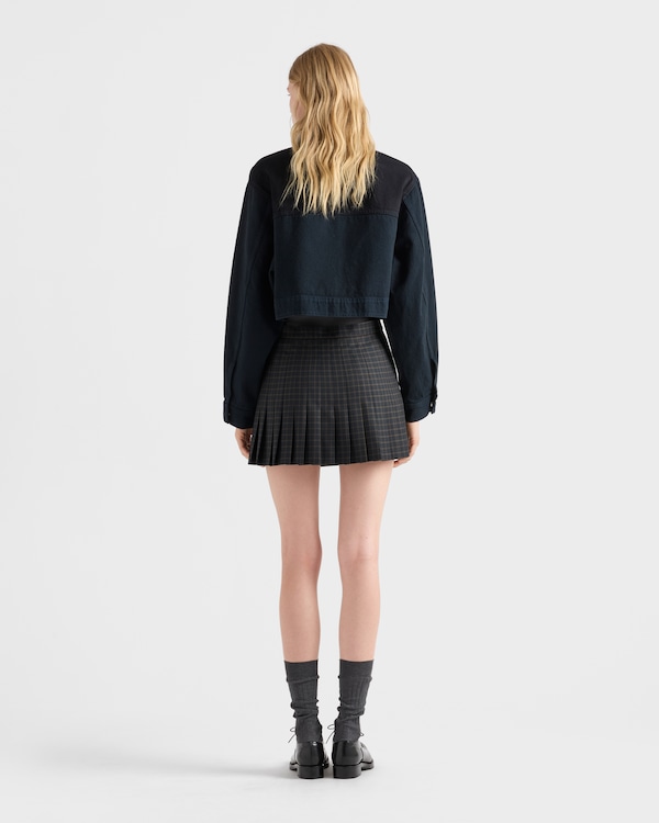 Checked wool miniskirt - Navy Checked wool miniskirt - Navy