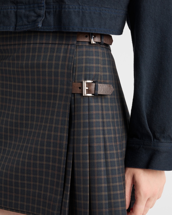 Checked wool miniskirt - Navy Checked wool miniskirt - Navy