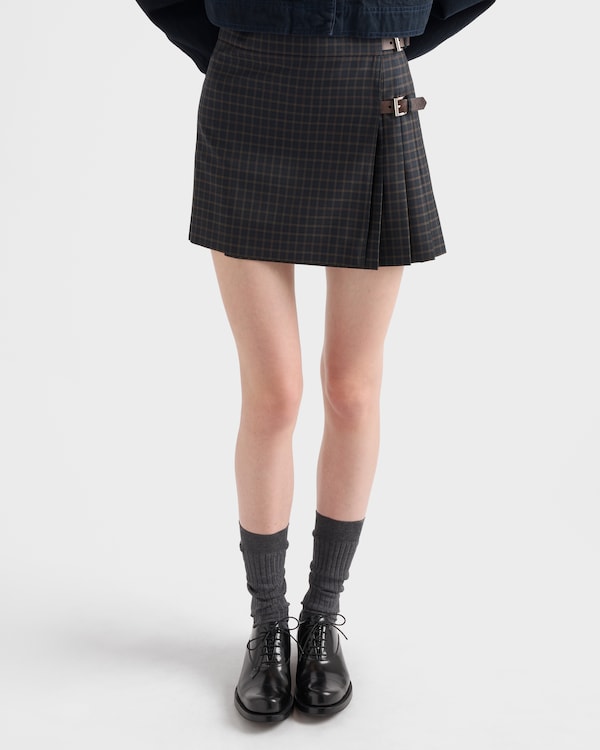 Checked wool miniskirt - Navy Checked wool miniskirt - Navy