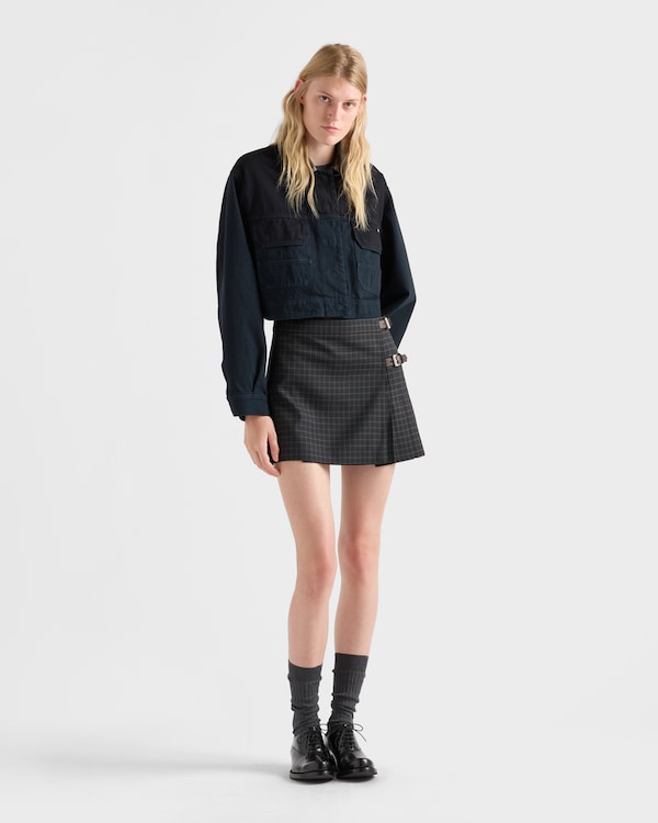 Checked wool miniskirt - Navy Checked wool miniskirt - Navy