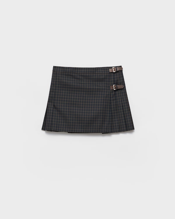 Checked wool miniskirt - Navy Checked wool miniskirt - Navy