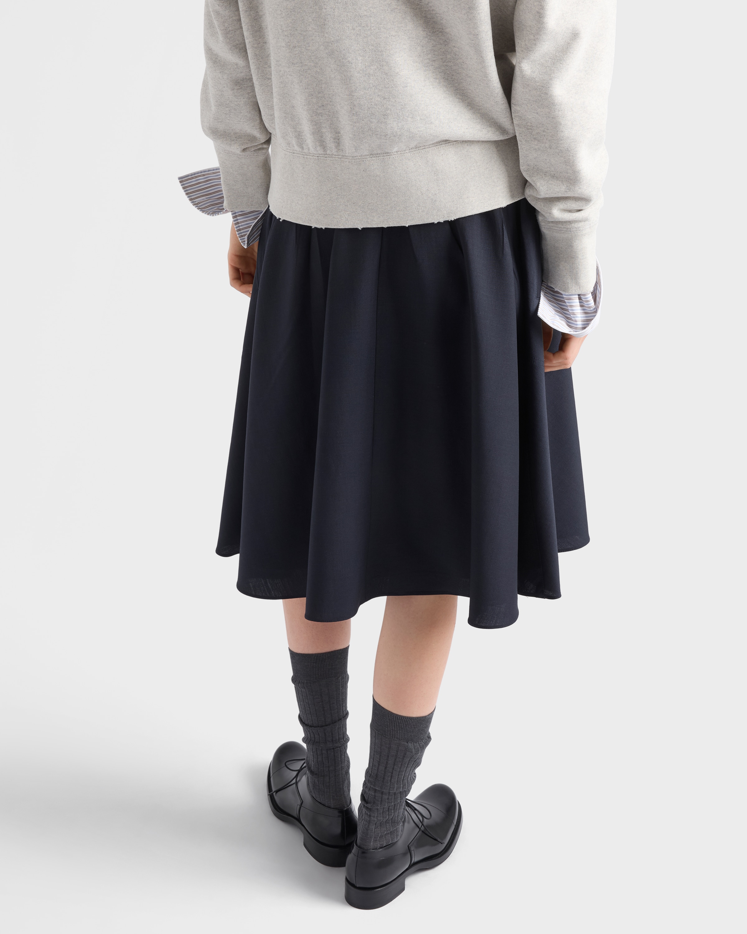 Navy Light Mohair Skirt | PRADA - United States