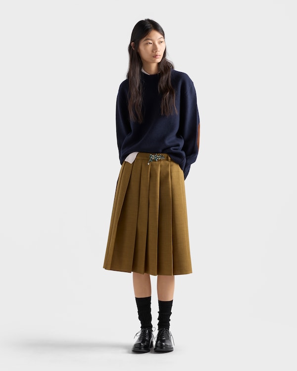 Hopsack midi-skirt - Cinnamon Hopsack midi-skirt - Cinnamon