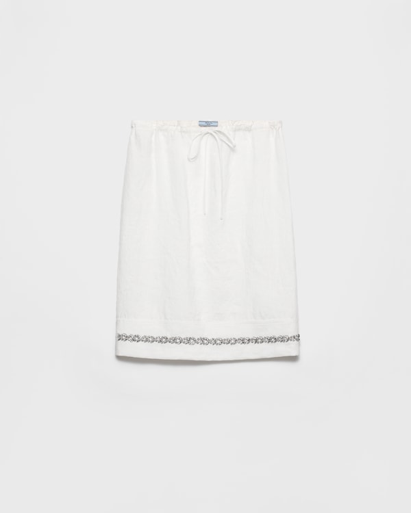 Jupe en tissu flammé brodé - Ivoire Jupe en tissu flammé brodé - Ivoire
