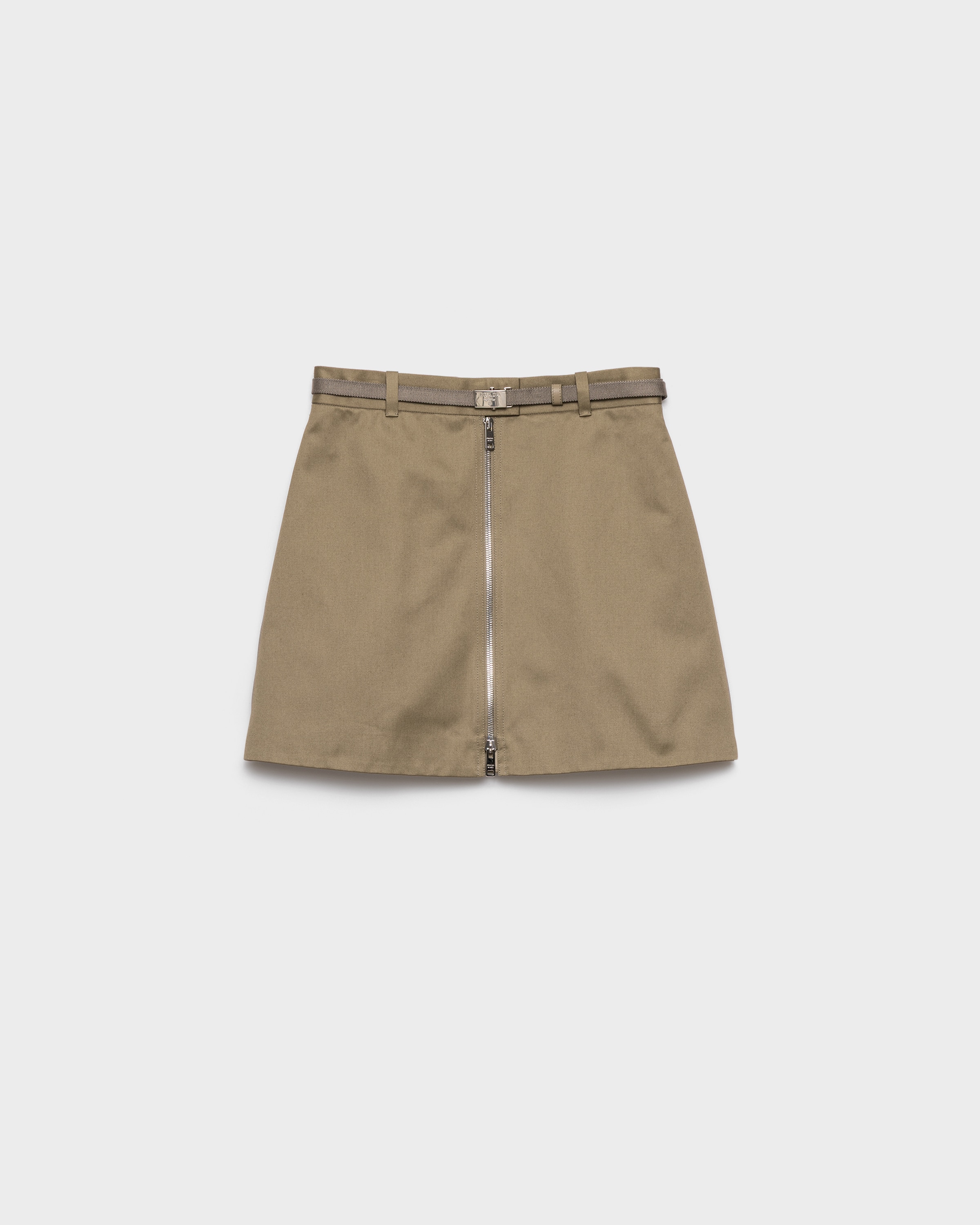 Clay Grey Chino Miniskirt With Zipper | PRADA - Monaco