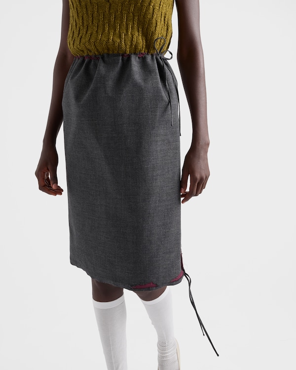 Jupe midi en toile sergée contrecollée à effet dévoré - Ardoise/Grenat Jupe midi en toile sergée contrecollée à effet dévoré - Ardoise/Grenat