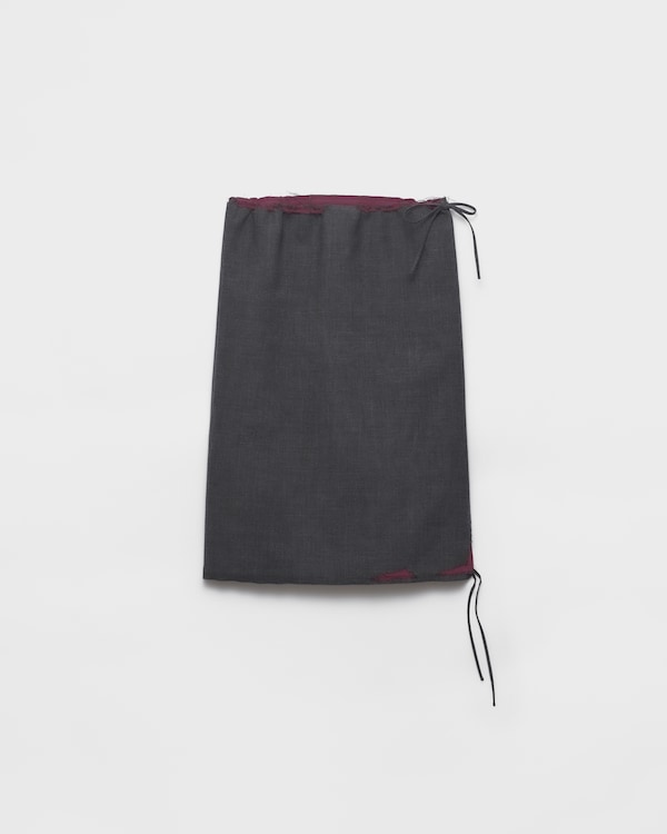 Jupe midi en toile sergée contrecollée à effet dévoré - Ardoise/Grenat Jupe midi en toile sergée contrecollée à effet dévoré - Ardoise/Grenat