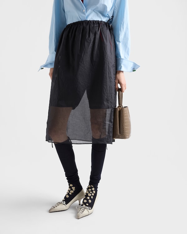 Cotton organdy midi-skirt - Black Cotton organdy midi-skirt - Black