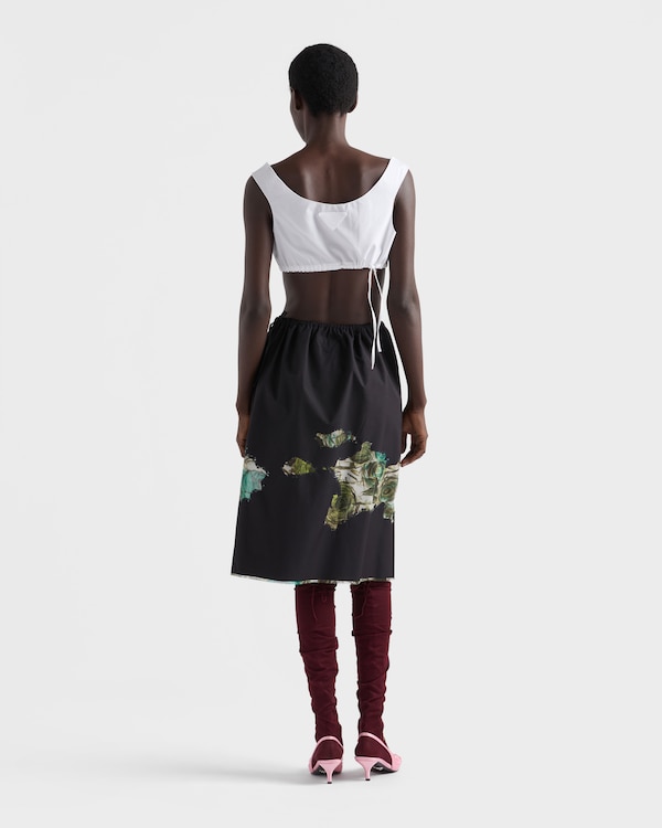 Devoré poplin midi-skirt - Black Devoré poplin midi-skirt - Black