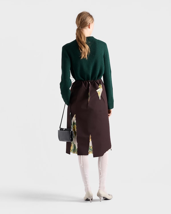 Bonded gabardine skirt with devoré effect - Ebony Bonded gabardine skirt with devoré effect - Ebony