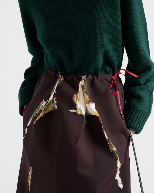 Bonded gabardine skirt with devoré effect - Ebony Bonded gabardine skirt with devoré effect - Ebony