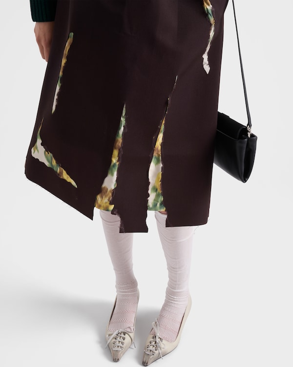 Bonded gabardine skirt with devoré effect - Ebony Bonded gabardine skirt with devoré effect - Ebony