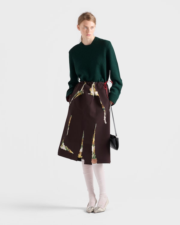 Bonded gabardine skirt with devoré effect - Ebony Bonded gabardine skirt with devoré effect - Ebony