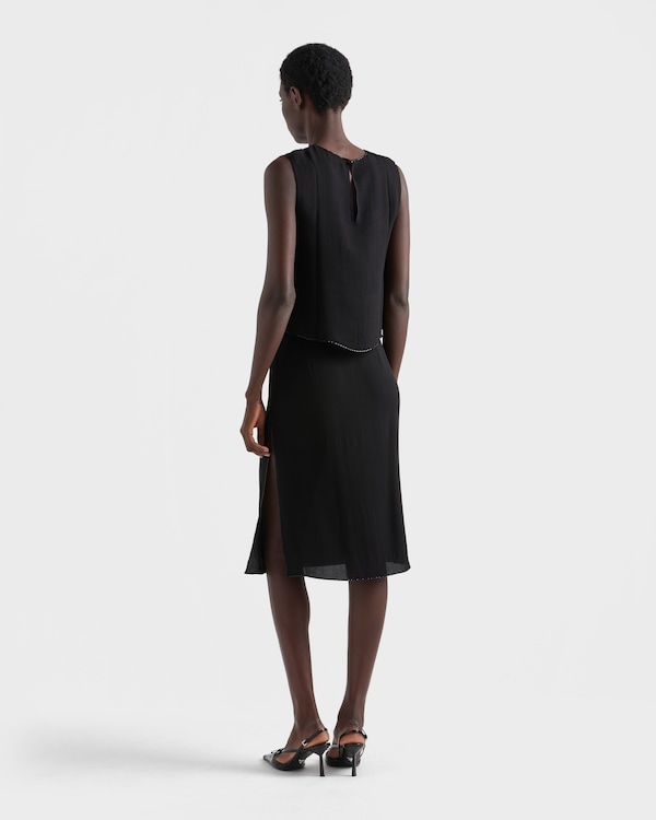 Rock aus dreilagigem Seidenchiffon - Schwarz Rock aus dreilagigem Seidenchiffon - Schwarz