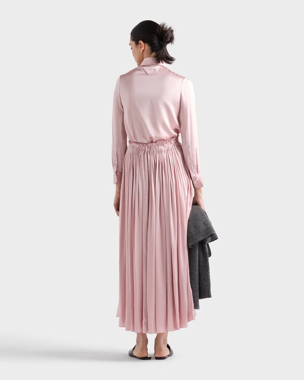 Pleated satin maxi-skirt - Opal Pleated satin maxi-skirt - Opal