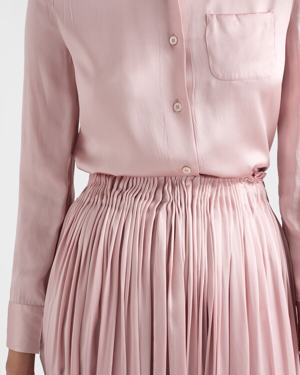 Pleated satin maxi-skirt - Opal Pleated satin maxi-skirt - Opal