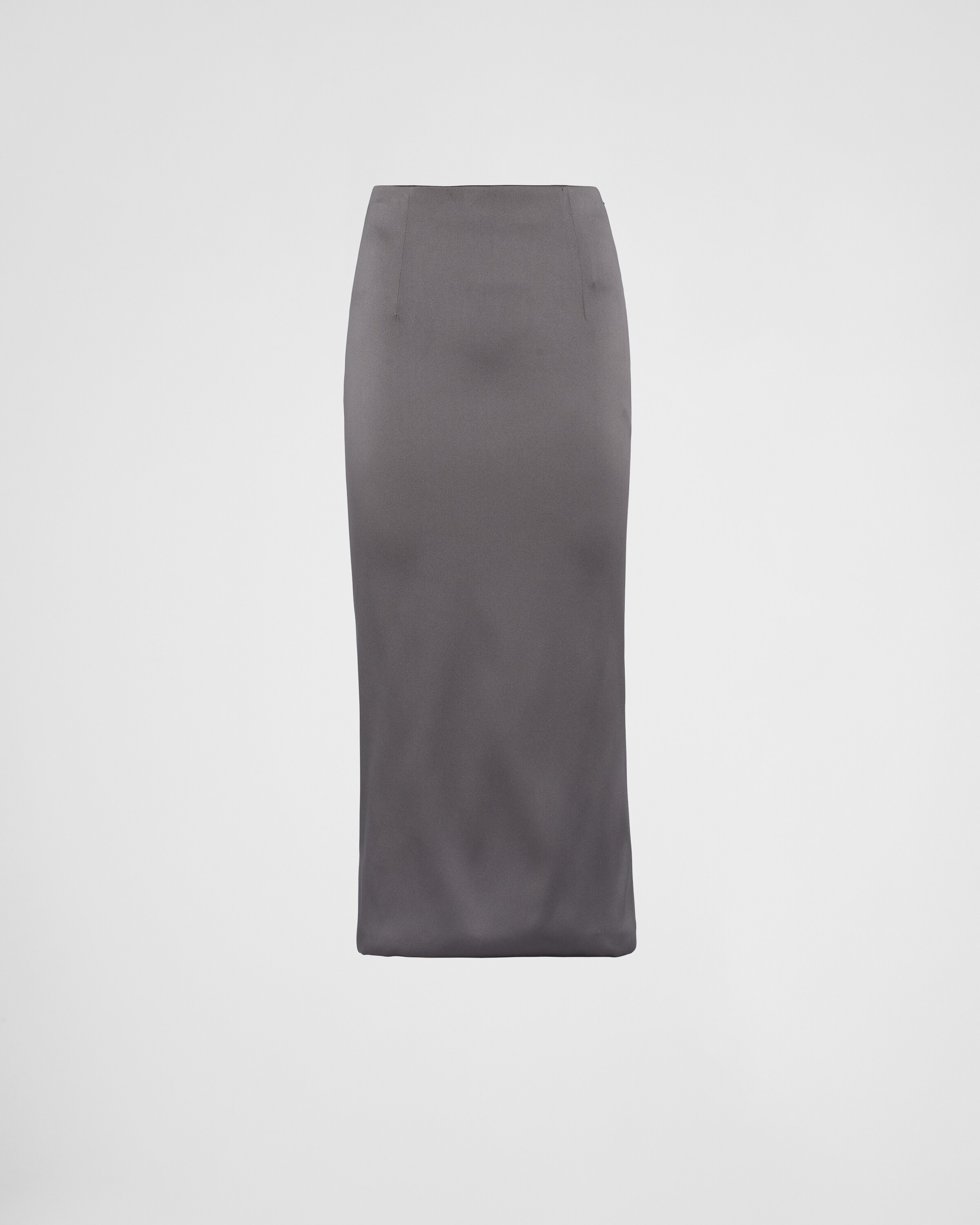 Prada Medium Length Slit Skirt In Iron Gray